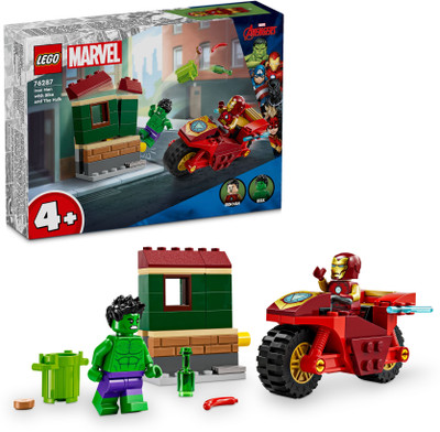 LEGO Marvel Iron Man with Bike and The Hulk Playset 76287 (68 Pieces)(Multicolor)