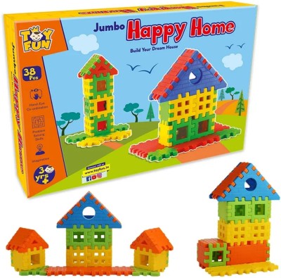 YUIOP - Jumbo Happy Home - Create Houses Using Blocks - Easy To Make - Safe -38 Pieces(Multicolor)