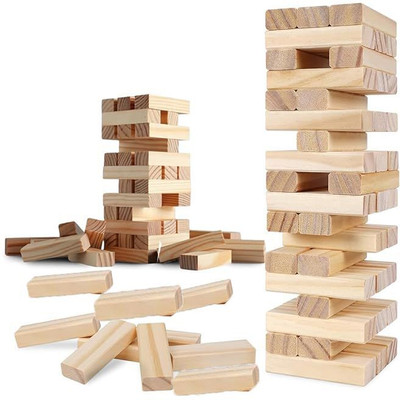 arovemic 39 Pcs Jenga Block Game – Fun Strategy Toy for Boys, Girls & Family(Brown)