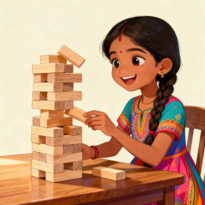 arovemic 39 PCS Jinga Wooden Block Game | Toys for Kids 7 Years & Adults(Brown)