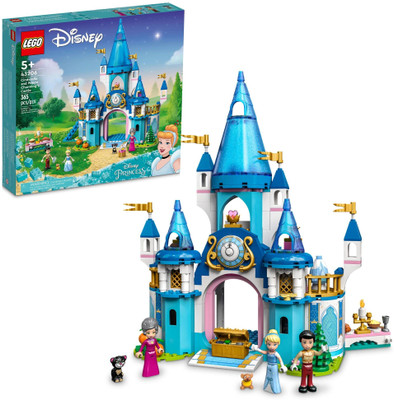 LEGO Disney Princess Cinderella and Prince Charming's Castle 43206 Doll House, Builda(Multicolor)
