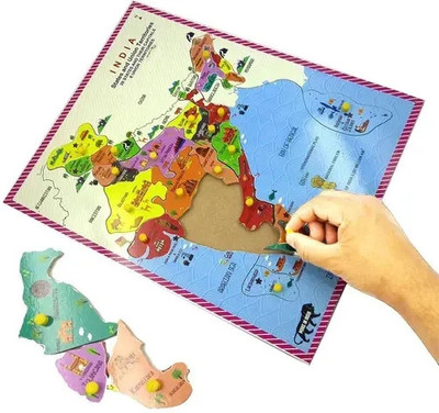 BOZICA India/indian States and capital Geographical Learning Map Board Puzzle for kids(Multicolor)