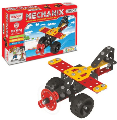 YUIOP - Mechanix Junior - Metal Construction Set For Kids - 14 Models - 155 Pieces(Multicolor)