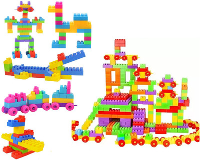 HOUSE OF COMMON 55+Pcs Building Block Toy for Kids Smart Activity Fun & Learning Train Blocks(Multicolor)