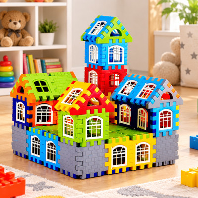 Mira Farmcraft Happy House Building Blocks Learning Educational Puzzle Toy Best Gift For Kids(Multicolor)