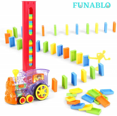 FUNABLO Set Of 60 Pcs Educational Domino Building Blocks Rally Engine with Accessories(Multicolor)