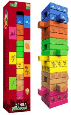 KTRS Stacking Tower Blocks Toys Wooden Tumbling Tower Blocks, Dinosaur Stacking Tower(Multicolor)