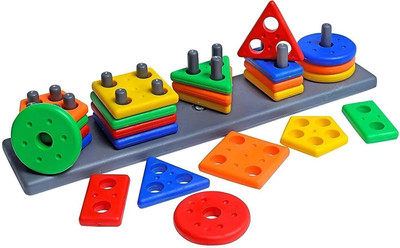 KAIRA TOY Geometric Shape Sorting&Stacking Toy for Toddlers Early Learning Puzzle Blocks(Multicolor)
