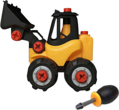 ADHVIO Construction Truck Toy for Kids – Friction Powered Excavator with Moving Arm(Yellow)