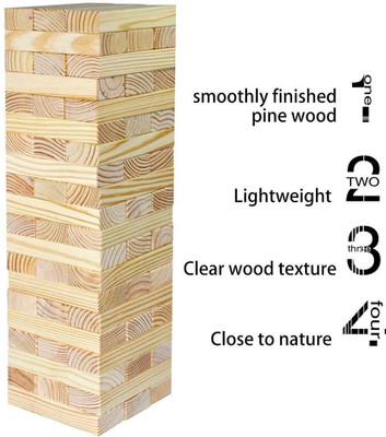 arovemic Premium Jenga Wooden Block Stacking Game - Family Fun & Skill-Building-A8(Brown)