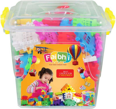 Faibhi 125pcs House Blocks with Storage Container(Multicolor)