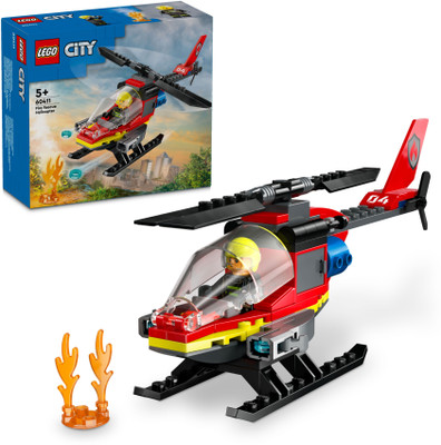 LEGO City Fire Rescue Helicopter Building Set 60411( 85 Pieces)(Multicolor)