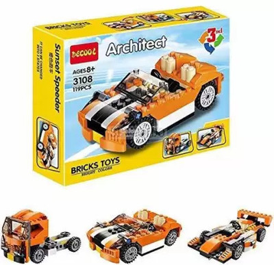 SR Toys 119 Pcs Architect Series 3 in 1 Racing Car and Truck Lego Building Blocks(Multicolor)