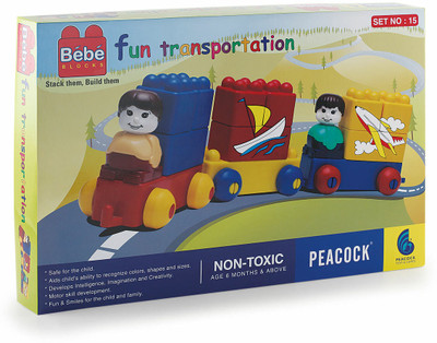 Peacock Toys & Games Peacock Bebe Set no.15 Transport - Premium Interlocking Blocks(Multicolor)