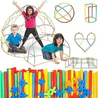 Naitri Enterprise 100 Pcs Assembly Colorful Straws Building Blocks Toy Set for Kids(Multicolor)