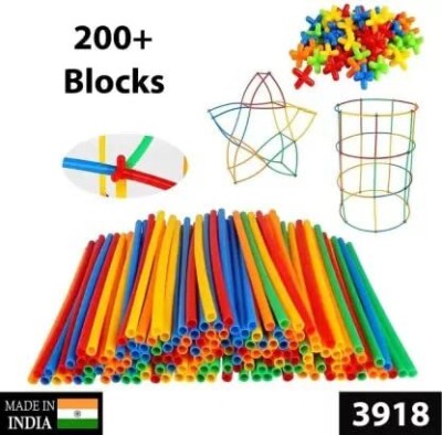 Mayne Straws Building Blocks Creative Toy for Kids Plastic Brick Set 200PCS(Multicolor)