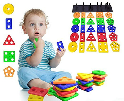 Prosper Plastic Geometric Shape Puzzle Stacker Sorter Games for Age3+child(Multicolor)