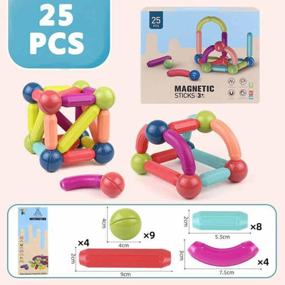 DevDarsh Learn With Fun Magnetic Sticks Building Blocks for Kids Brain Toys (25pcs)(Multicolor)