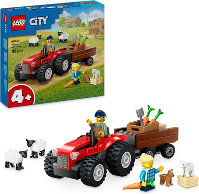 LEGO City Red Farm Tractor With Trailer & Sheep Building Kit(Multicolor)
