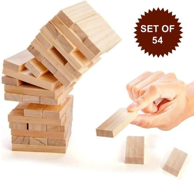 arovemic Premium Jenga Wooden Block Stacking Game - Family Fun & Skill-Building-A10(Brown)