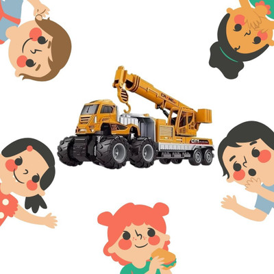 Zuuluzrs Construction Crane Toys with Friction Powered Miniature Truck Toy for Kids(Yellow)