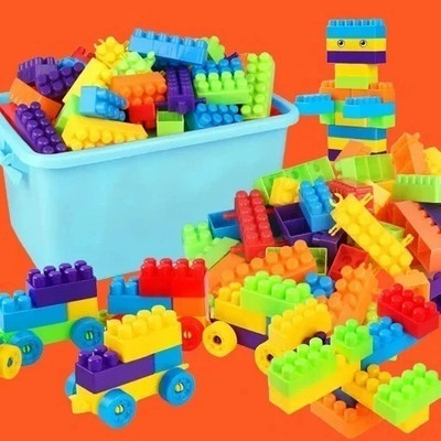 DevDarsh Top Vibrant Building Bricks and Blocks 100+pcs Set in a Charming Bag for Kids(Multicolor)