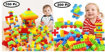 HOUSE OF COMMON 2 In 1 Combo of 100 Pcs DIY Building Blocks and 200 Pcs Educational Learning Toy(Multicolor)