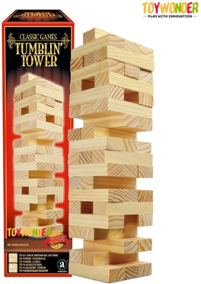 TOYWONDER Tumbling Tower 54 Blocks Stacking and Balancing Game(Brown)