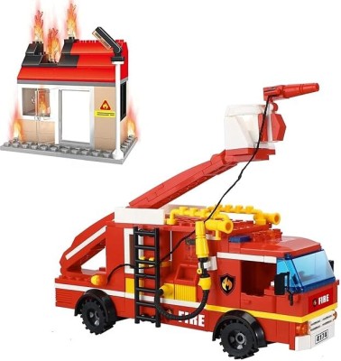 Bestie Toys Rescue Sprinkler with a Gas Station Firefighter Building Set - STEM Firefighting(Multicolor)