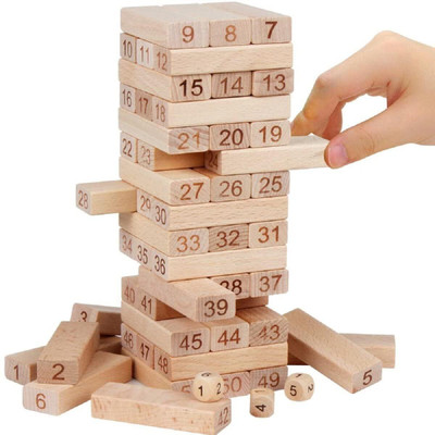 INOS Zenga Wooden Blocks 48 Pcs Challenging Wooden Tumbling Tower, Stacking toy(Brown)