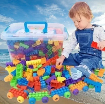 DevDarsh Best Vibrant Building Bricks and Blocks 100+pcs Set in a Charming Bag for Kids(Multicolor)