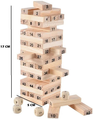 APEROL DESIGN Wooden Tumbling Tower Game 54 Stacking Blocks for Kids & Adults Puzzle Toy 20CM(Beige)