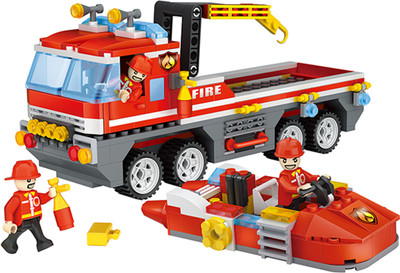 kinegic 354 Pcs City Fire Engine Construction Toy with Fire Rescue Boat,Fire Brigade Toy(Multicolor)