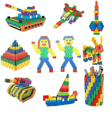 Kids Mandi 400 Pcs Bullet Blocks/Interlocking Blocks/Building Blocks Set for Ages +3 Years(Multicolor)