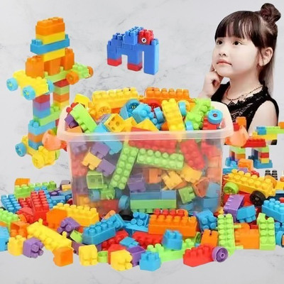 Pureey Top CreateConstruct: DIY Plastic Building Blocks for Kids,100+ Pieces, Ages 3+(Multicolor)