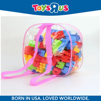 Toys R Us Universe of Imagination CreativeBuild: DIY Plastic Building Block for Kids -125+ Pieces with Pink Bag(Multicolor)