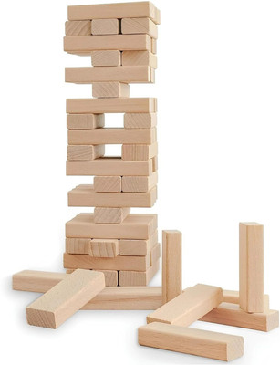 arovemic Premium Jenga Wooden Block Stacking Game - Family Fun & Skill-Building-S19(Brown)