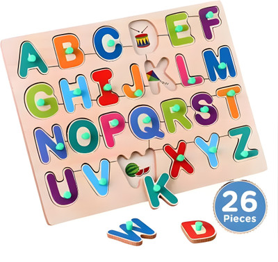 GAMLOID Best Buy Wooden Alphabet Educational learning Board brain tester(Multicolor)