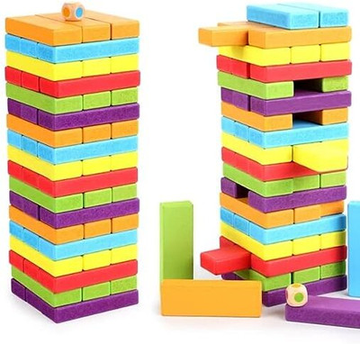 VRUX Blocks Puzzle 54 Pcs Challenging Wooden Stacking Game(Multicolor)