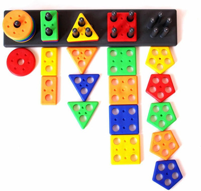 TheRichJD Stacking Toy Shape & Color Recognition Geometric Board Educational Column Puzzle(Multicolor)