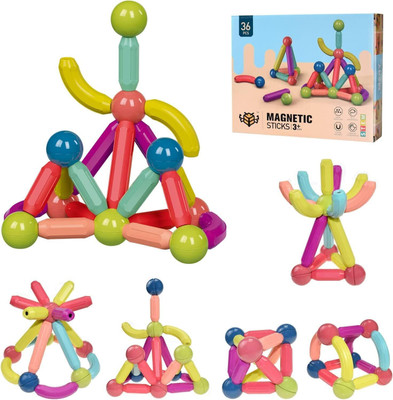 Ridhimani 36 Pcs Magnetic Sticks Building Blocks for Kids Learning & Education Toy(Multicolor)