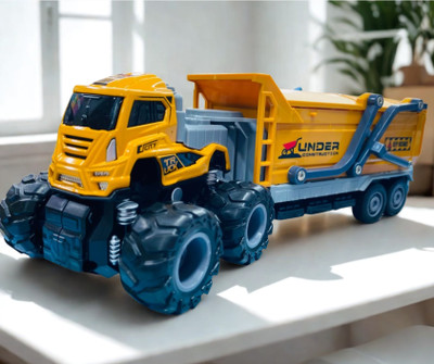 Zuuluzrs Die Cast Metal Truck Toy Engineering Transport Car Toy Engine Dump Truck(Yellow, Blue)