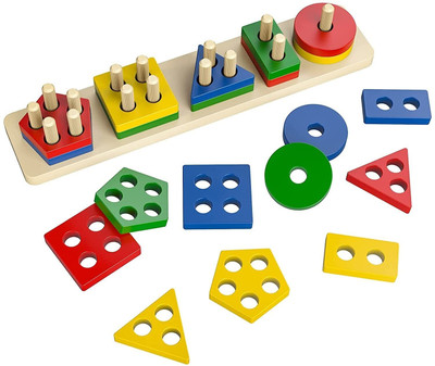 Smartcraft Geometric Shapes Board Blocks Sorting and Stacking(Multicolor)