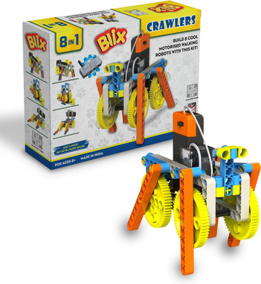 YUIOP - Blix Crawlers - Build Motorized Walking Robots - Plastic -8 Models -70+ Pieces(Multicolor)