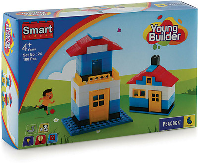 Peacock Toys & Games Peacock Young Builder - 100 pieces - Premium Interlocking Blocks(Multicolor)