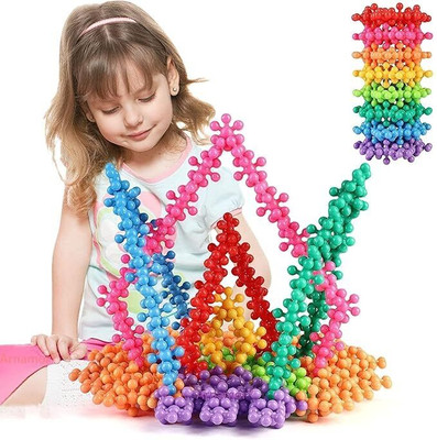 PLAYFULL PEAKS Star Links Interlocking Blocks Educational, Construction Blocks for Kids 50pc(Multicolor)