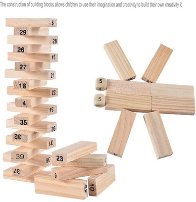 Ruffo Wooden Building Block Tower Game – Numbers and Dice(Multicolor)