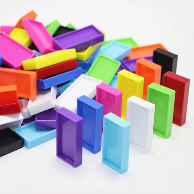 Pulsbery Plastic Dominoes Building Blocks Set for 3-8 Years Old Kids Boys & Girls & 100 Piece,Multi Color(Multicolor)