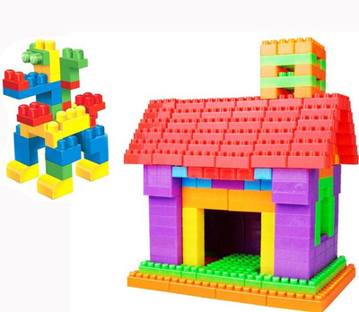 HOUSE OF COMMON Creative Kids DIY Plastic Building Blocks - 100+ Pieces(Multicolor)