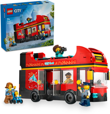 LEGO City Red Double-Decker Sightseeing Bus Toy 60407 ( 384 Blocks)(Multicolor)